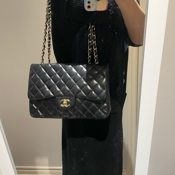 CHANEL CF Lambskin Jumbo Single Flap(Black&Gold) - Picture 3 of 9